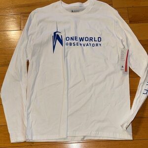 ONE WORLD White and Blue Long Sleeve Tee